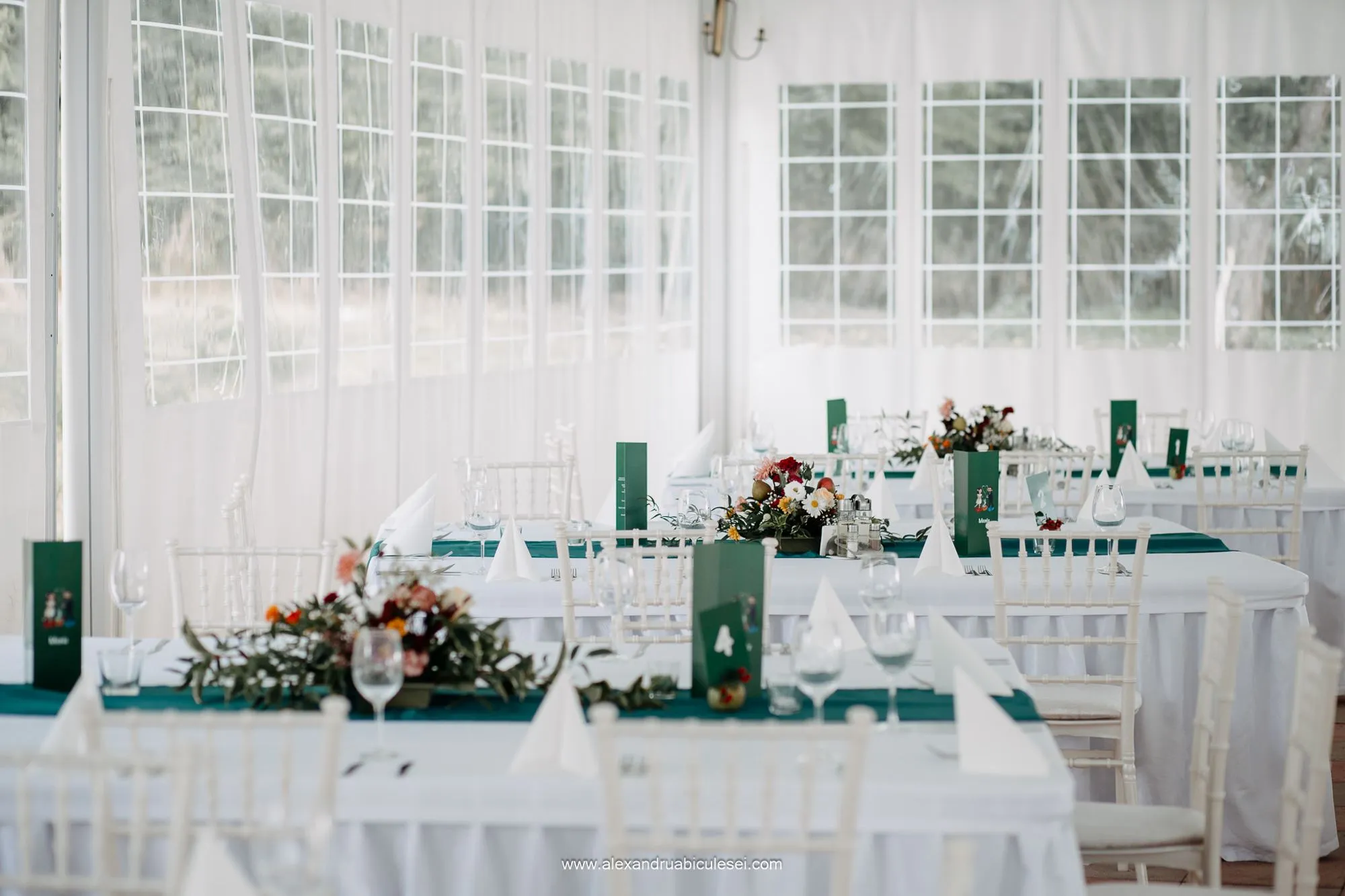 Table laid for wedding guests at Miklósvár