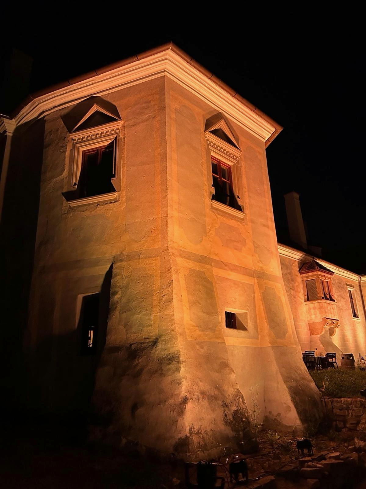 Castle tower at night